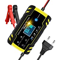 URAQT Cargador Baterias Coches- 8A 12V-24V Mantenimiento Automático e Inteligente Múltiples Protecciones LCD y Botón de…